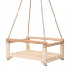 Leagan mare din lemn pentru copii Klemys Collection Natur 40x30 cm cu franghii reglabile,bara de protectie,utilizare interiorexterior