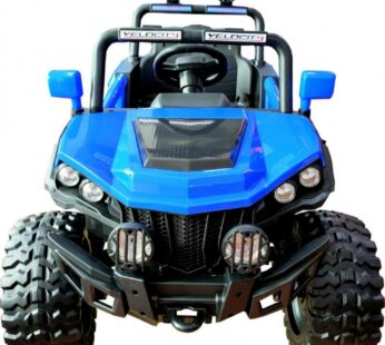 Masinuta electrica pentru copii Novokids M-Buggy UTV Albastru, faruri luminoase, roti din cauciuc Eva, telecomanda, maxim 30 kg , 12V, Mp3USB, 2 viteze, lungime 138 cm, model Offroad