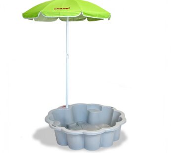 Piscina si ladita de nisip 2-in-1 pentru copii, Doloni Grey Flower, 80 x 87 x 20 cm, design multifunctional, cu Umbrela reglabila inclusa