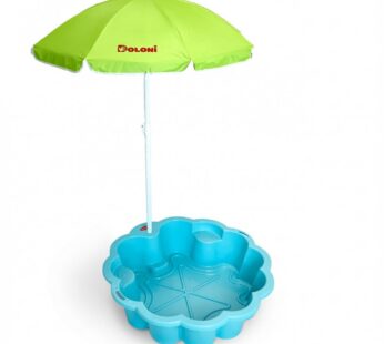 Piscina si ladita de nisip 2-in-1 pentru copii, Doloni Turquoise Flower, 80 x 87 x 20 cm, design multifunctional, cu Umbrela reglabila inclusa