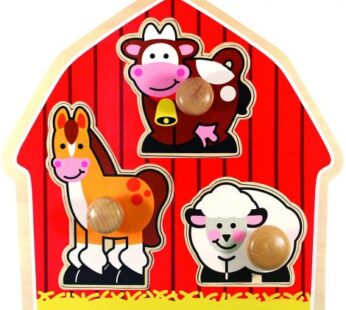 Puzzle din lemn cu 3 piese jumbo, 1 an+, Ferma Melissa &Doug 2054