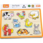 Puzzle din lemn, cu manere, Viga, Animale de la ferma