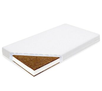 Saltea pentru patut, New Baby, Standard, 120x60x11 cm, Compozitie Cocos-Spuma-Cocos, Hipoalergenica si antibacteriana, Cu husa detasabila, Alb