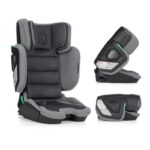 Scaun auto, Petite&Mars, Flex Pro i-Size, Orientare in directia sensului de mers, Tetiera reglabila in 8 pozitii, cu Isofix, Pliabil, R129, 100-150 cm, 3-12 ani, Gri