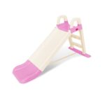 Tobogan pentru copii Doloni WhitePink, cu trepte si manere de sustinere, dimensiune 144.5 x 60.2 x 79.2 cm